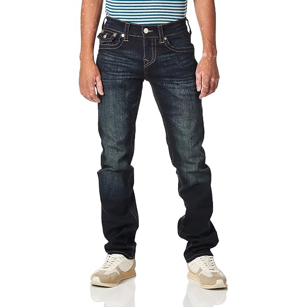 True Religion Men's Ricky Big T Straight Leg Denim Jeans for Men